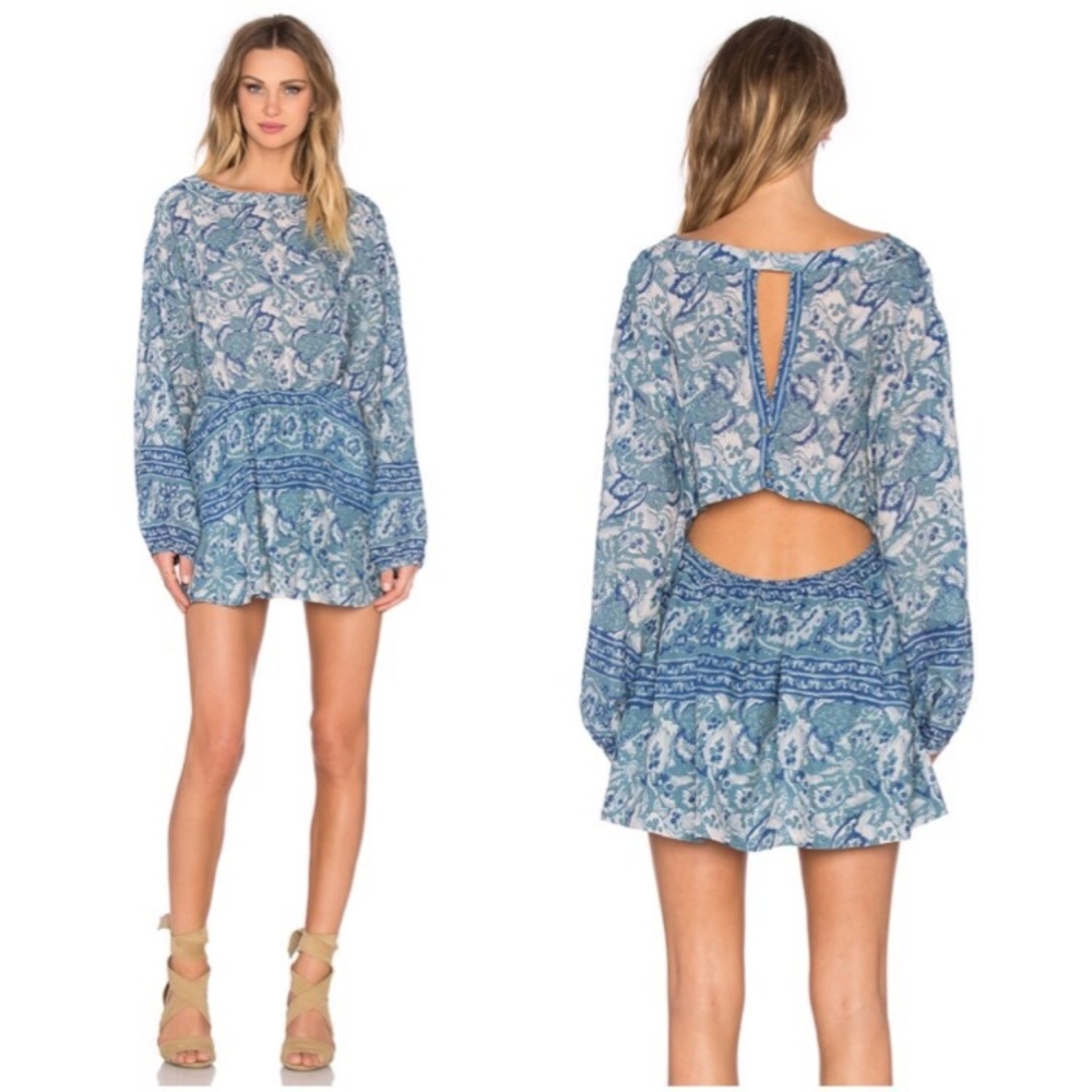 Free People NEW Open Back Dress Small Blue